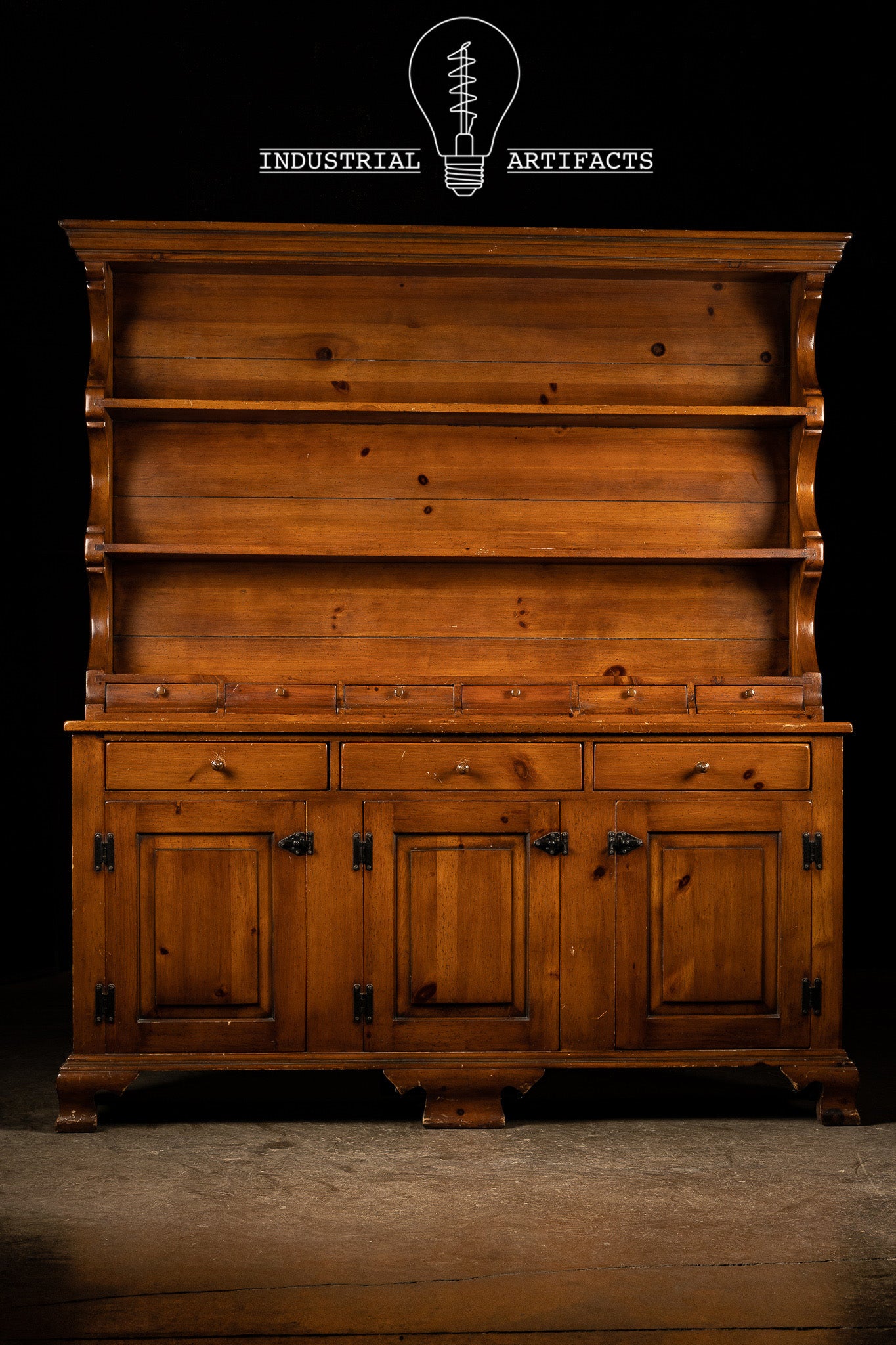 Vintage Pine Hutch Cabinet
