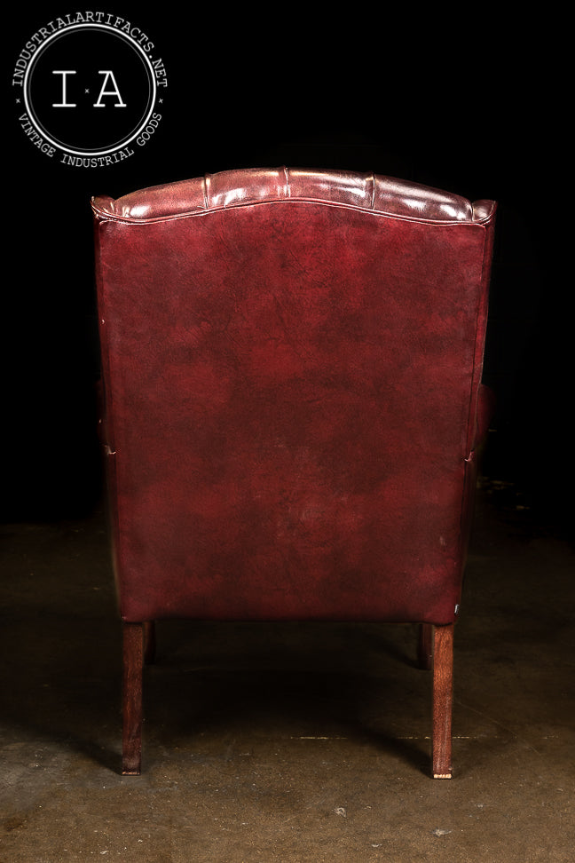 Burgundy Leather Tufted Armchair