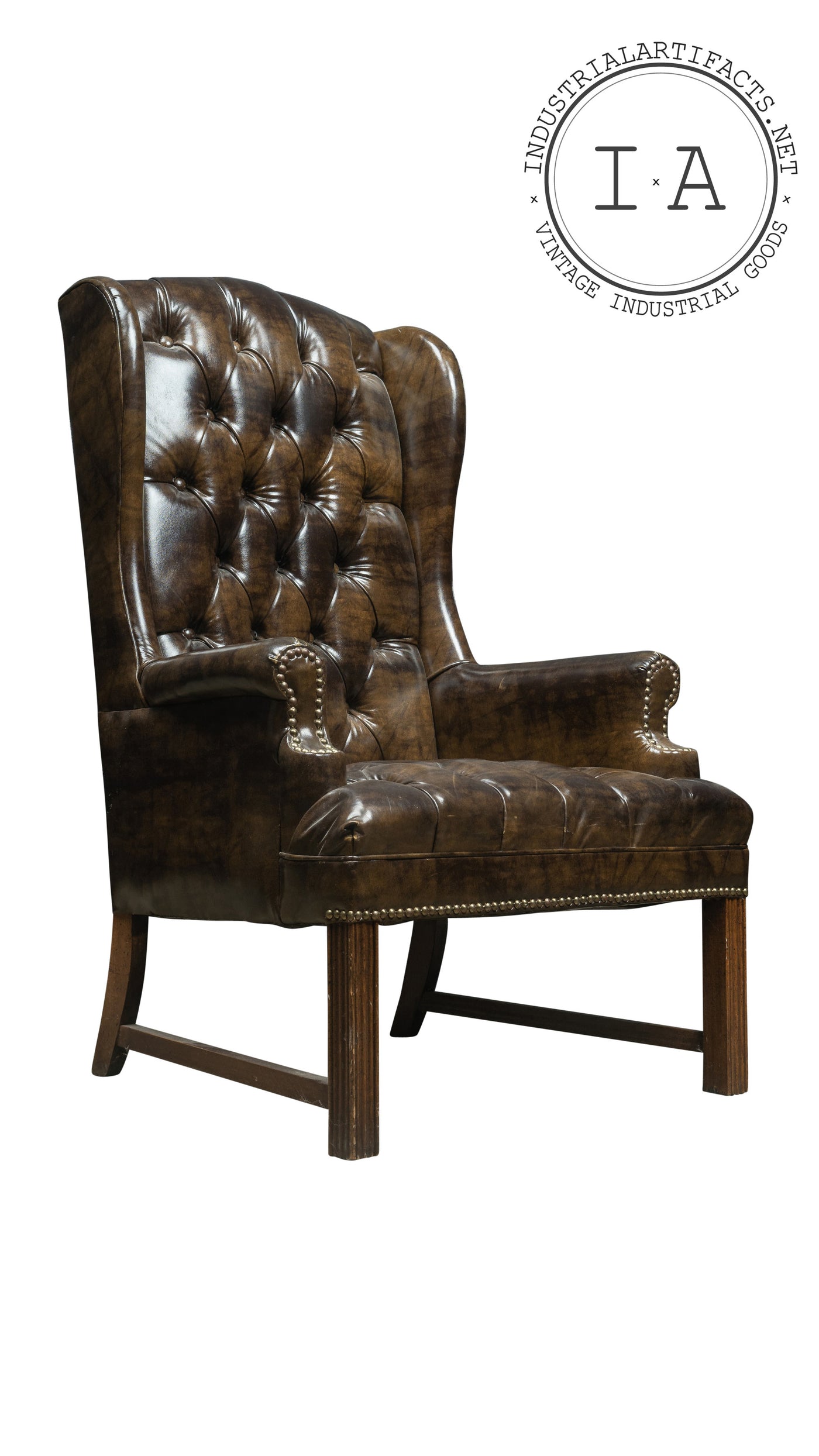 Vintage Tufted Highback Chair in Brown