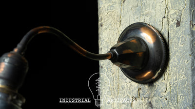 Antique Japanned Copper Gooseneck Wall Sconce (with Choice of Shade)