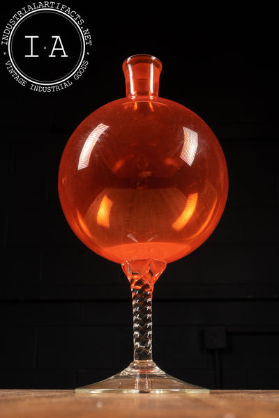 Mid Century Orange Art Glass Bulb Vase