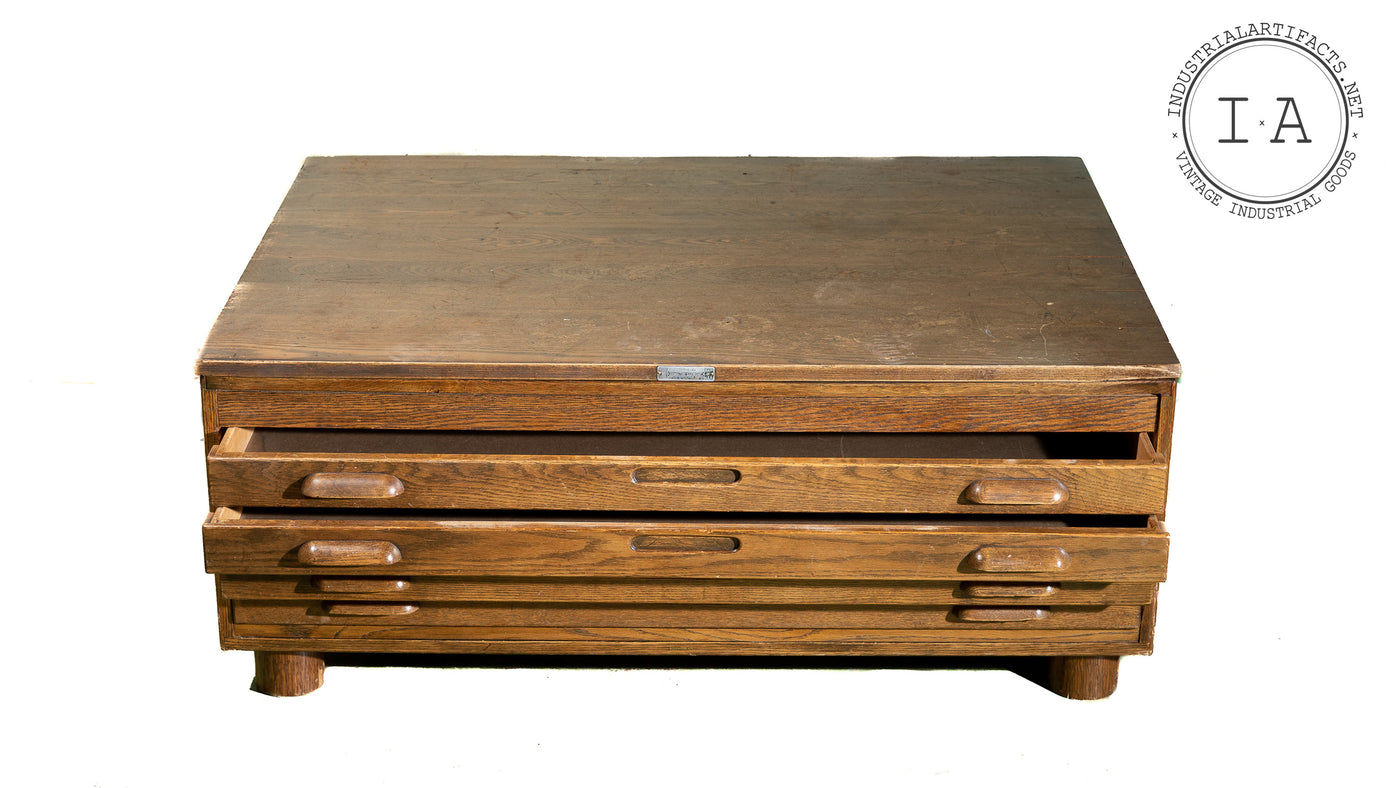 Antique Wooden Flat File by Hamilton