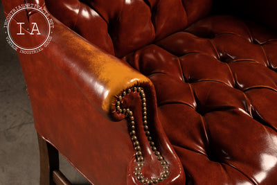 Vintage Tufted Leather Armchair In Red