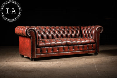 Vintage Oxblood Tufted Leather Sofa