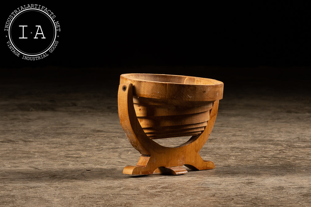Folk Art Wooden Spiral Cut Bowl