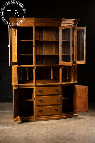 Massive Vintage Hutch with Glass Doors