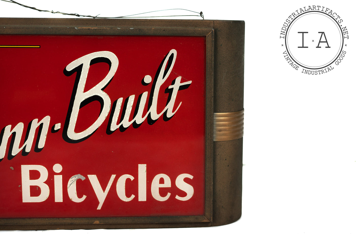 C. 1930 Art Deco Glass Schwinn Bicycle Sign