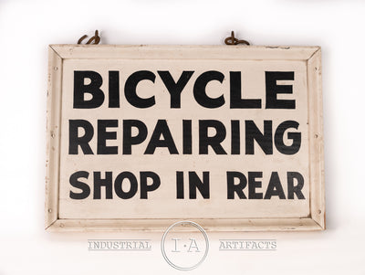 Wooden Hanging Bicycle Repair Sign (Flange Included)