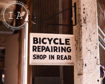 Wooden Hanging Bicycle Repair Sign (Flange Included)