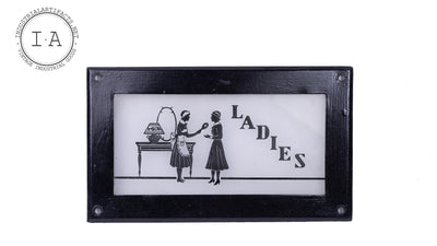 Turn Of The Century Reverse Painted Glass Restroom Sign Pair