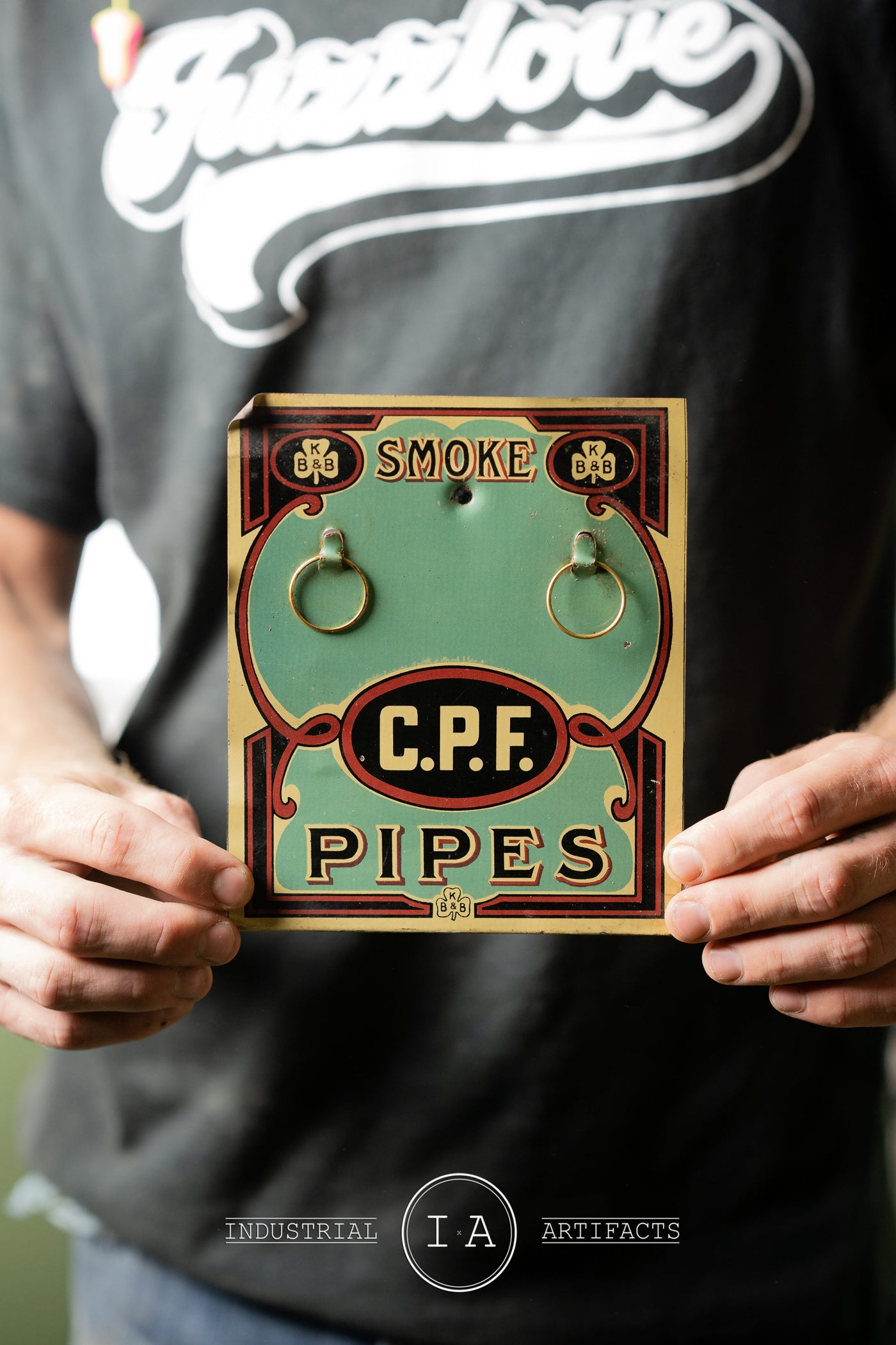 Antique Early 1900s CPF Tobacco Pipe Tin Sign