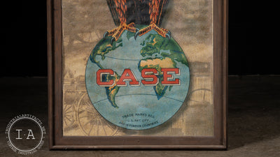 Antique Case Farm Machinery Old Abe Eagle Framed Canvas Litho