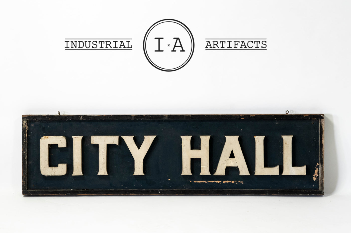Vintage Double Sided City Hall Wooden Sign