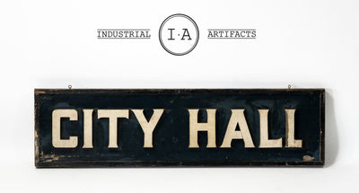 Vintage Double Sided City Hall Wooden Sign