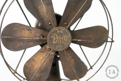 C. 1920 Articulating Oscillating Six Blade Desk Fan By Diehl