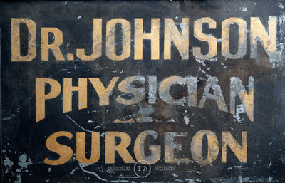 C. Early 1900s Smaltz Painted Gold Flake Surgeon Trade Sign With Flange