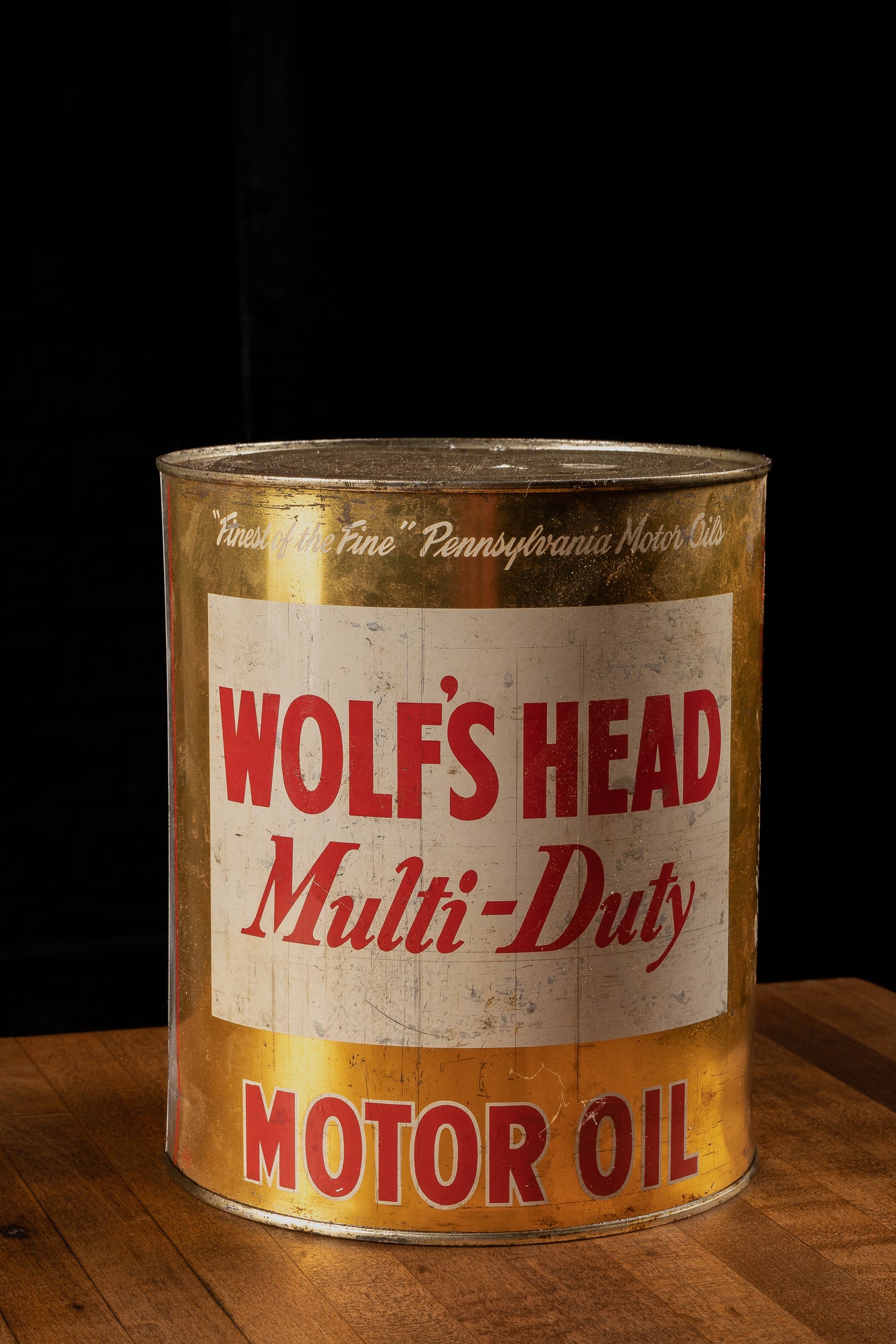 Vintage Wolf's Head One Gallon Motor Oil Can