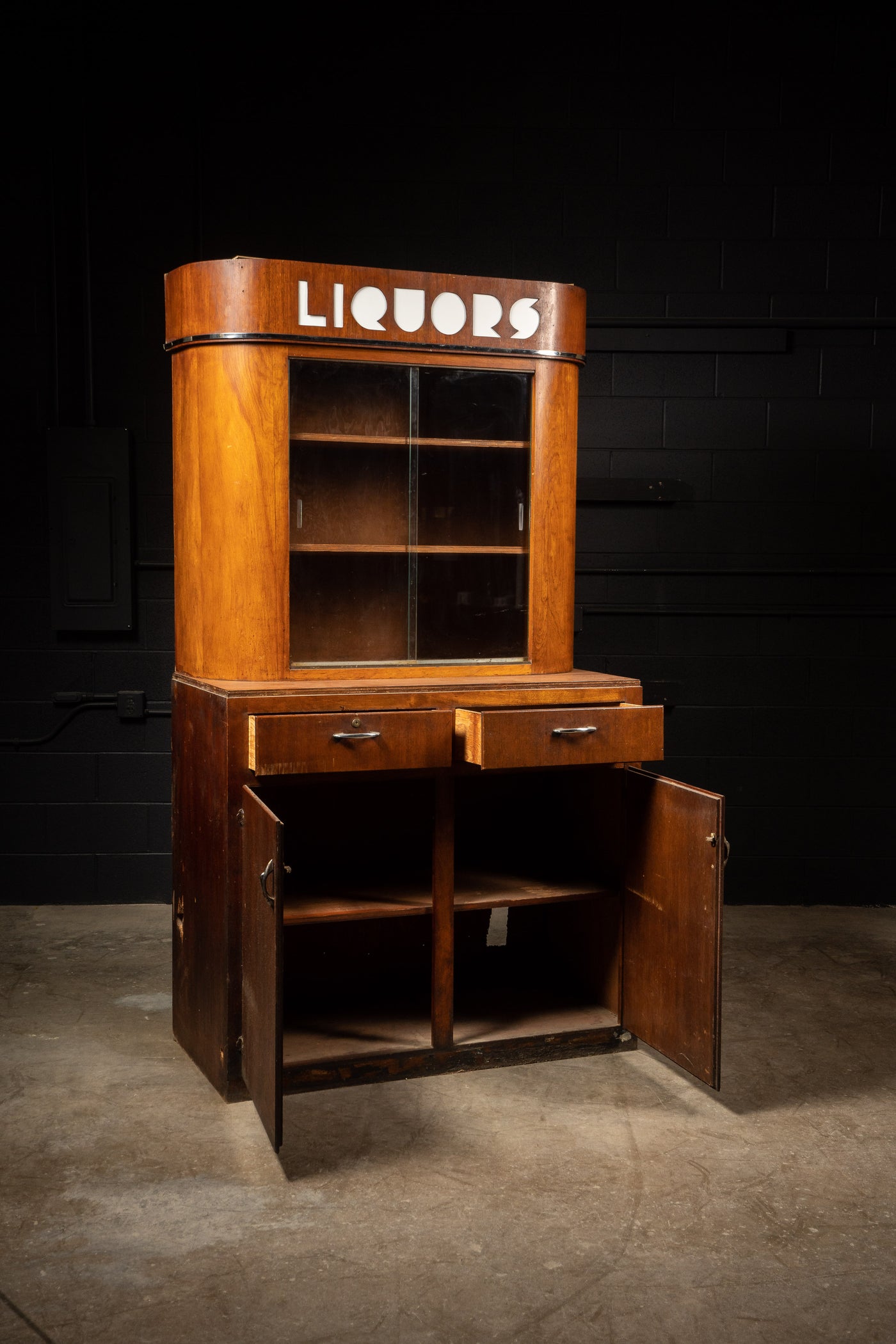 c. 1920s Lighted Liquor Cabinet