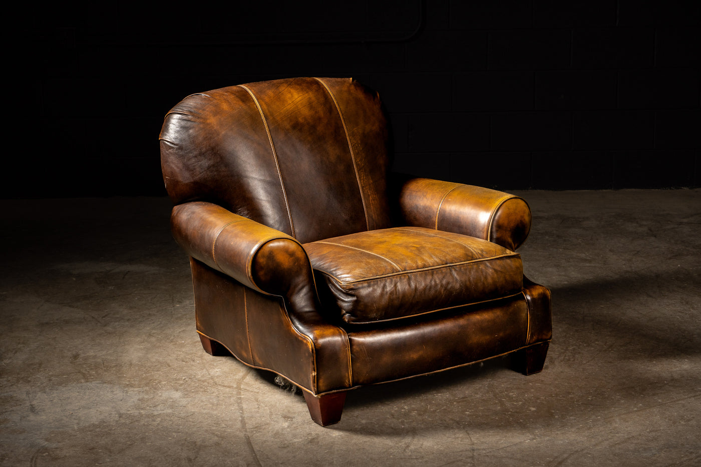 Vintage Full Grain Leather Armchair in Tobacco