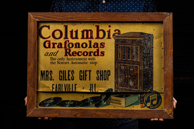 c. 1910s Columbia Records Tin Litho Sign