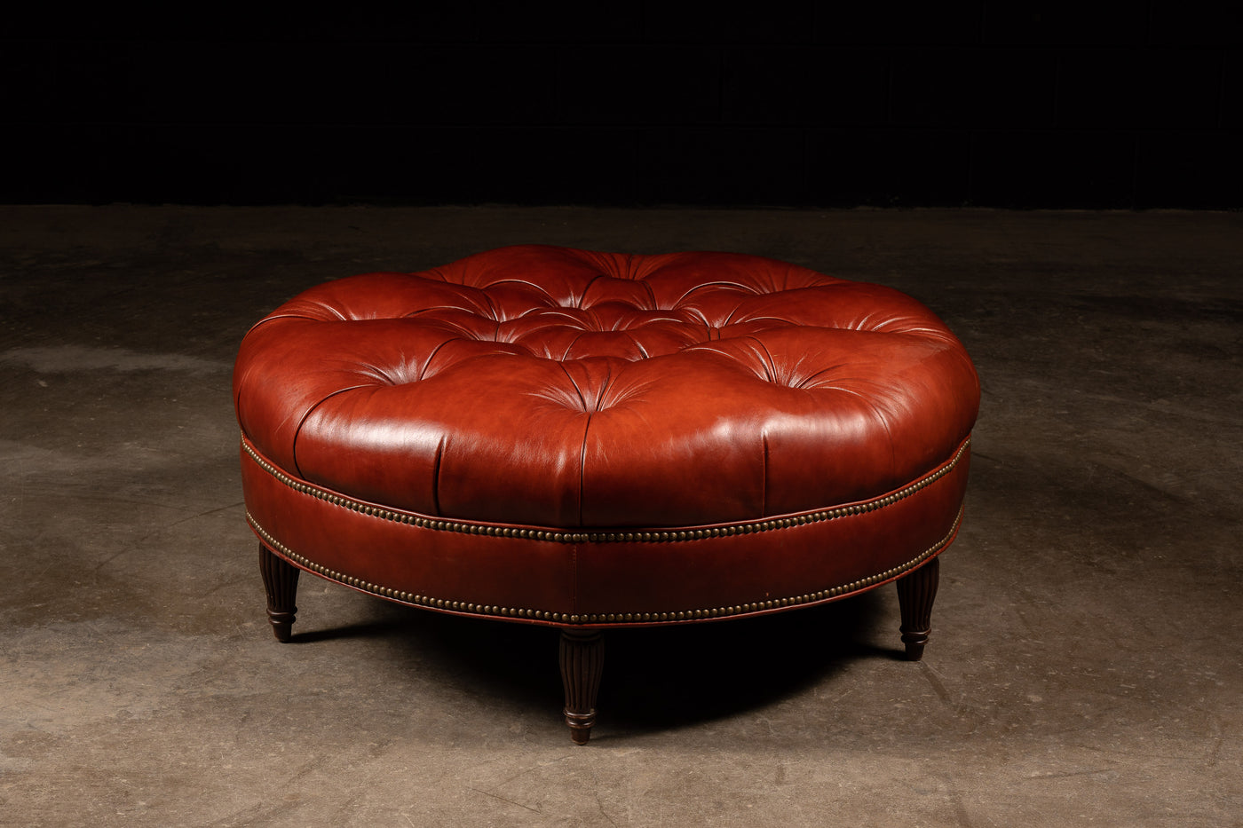 Vintage Red Tufted Ottoman