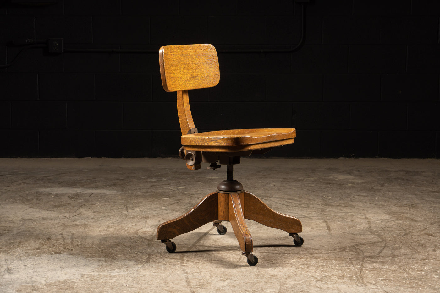 Antique Oak Banker's Chair