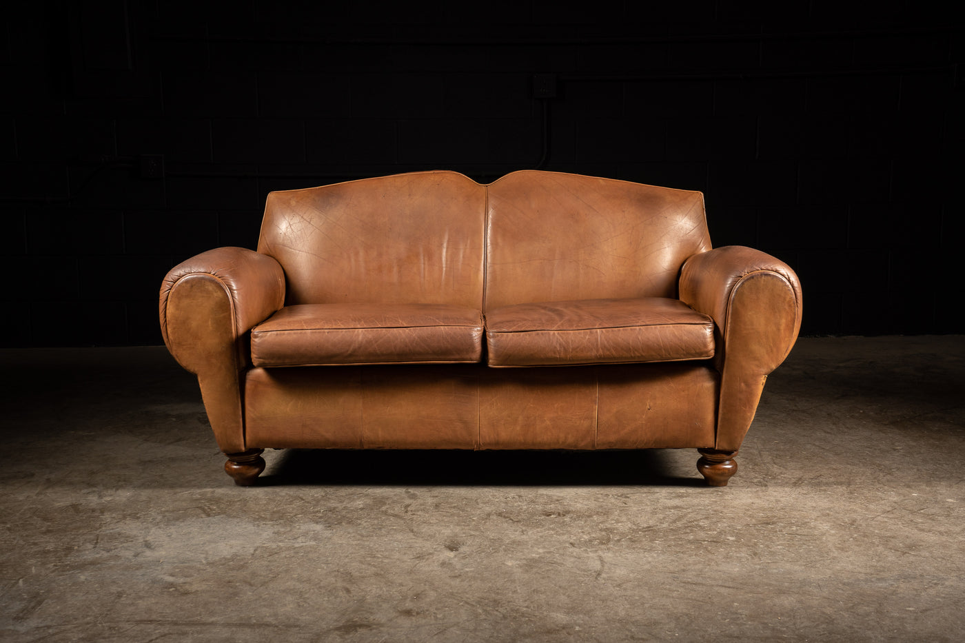 Vintage Cognac Leather Sofa