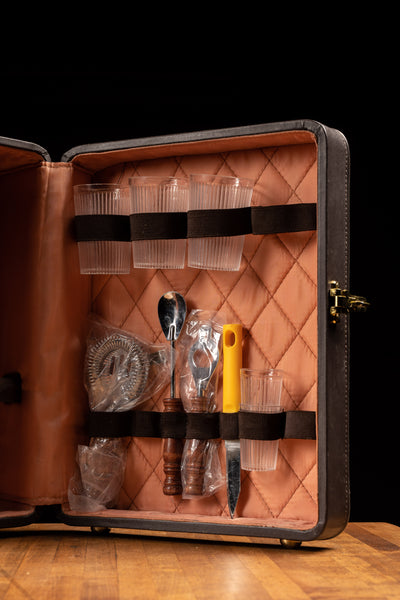 Mid Century Mobile Bartending Kit With Combination Lock