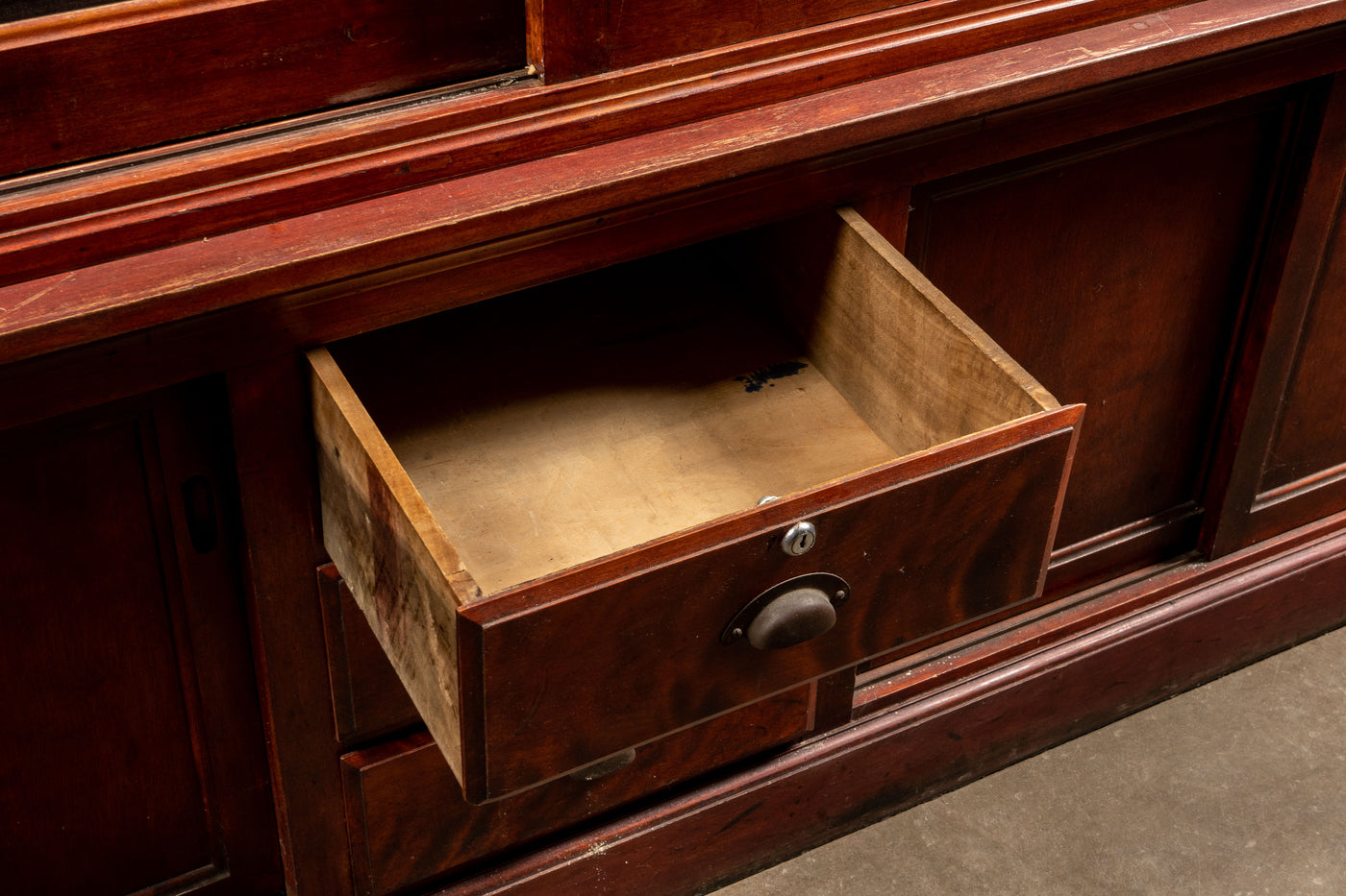 Extravagant Antique Cherry Mercantile Display Case