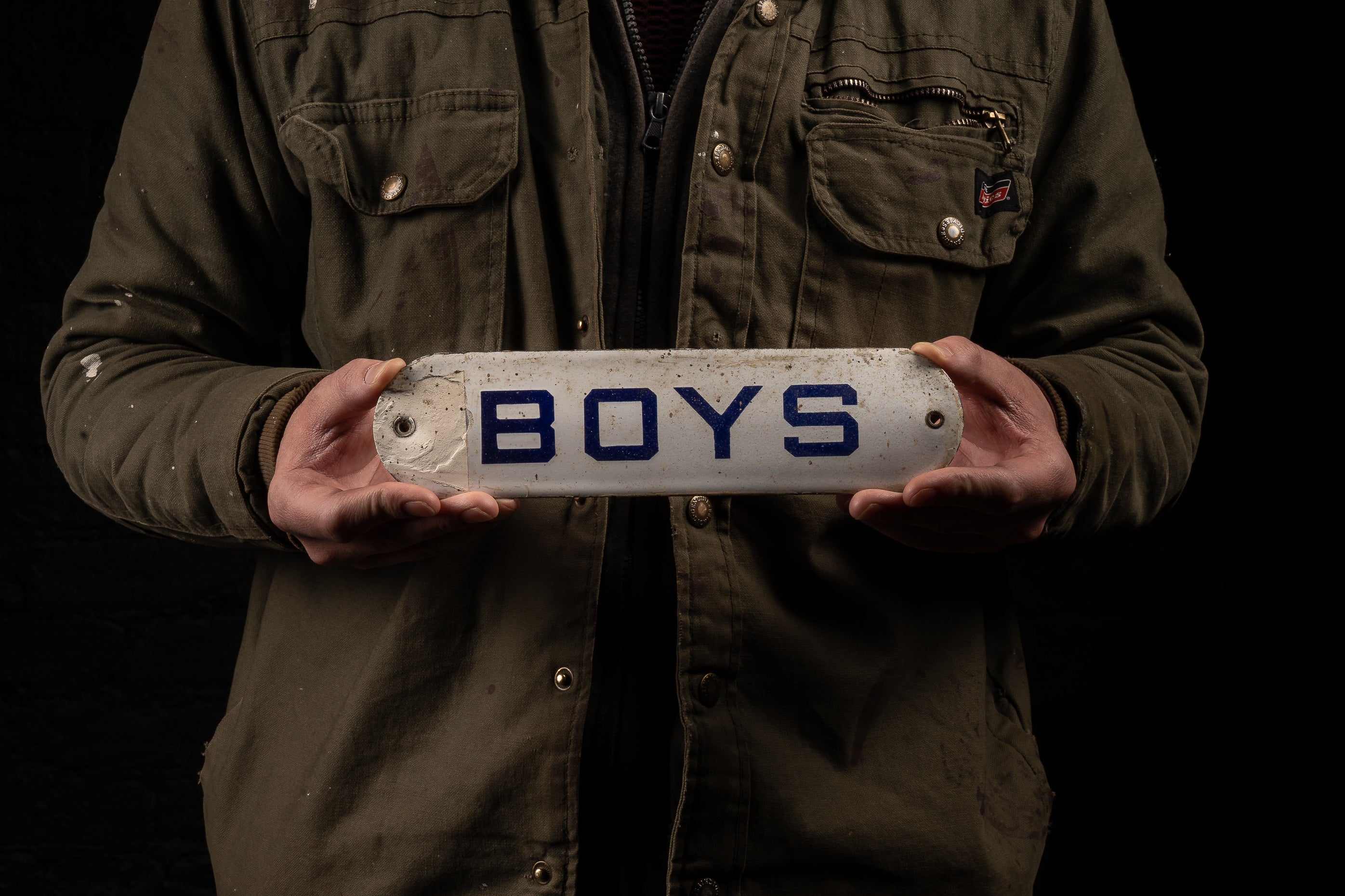 Vintage Porcelain Boys Restroom Sign – Industrial Artifacts