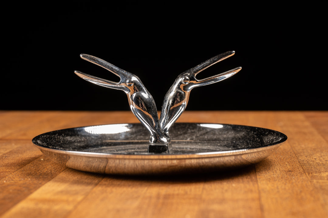 Vintage Chrome Art Deco Ashtray With Cigarette Holders – Industrial  Artifacts