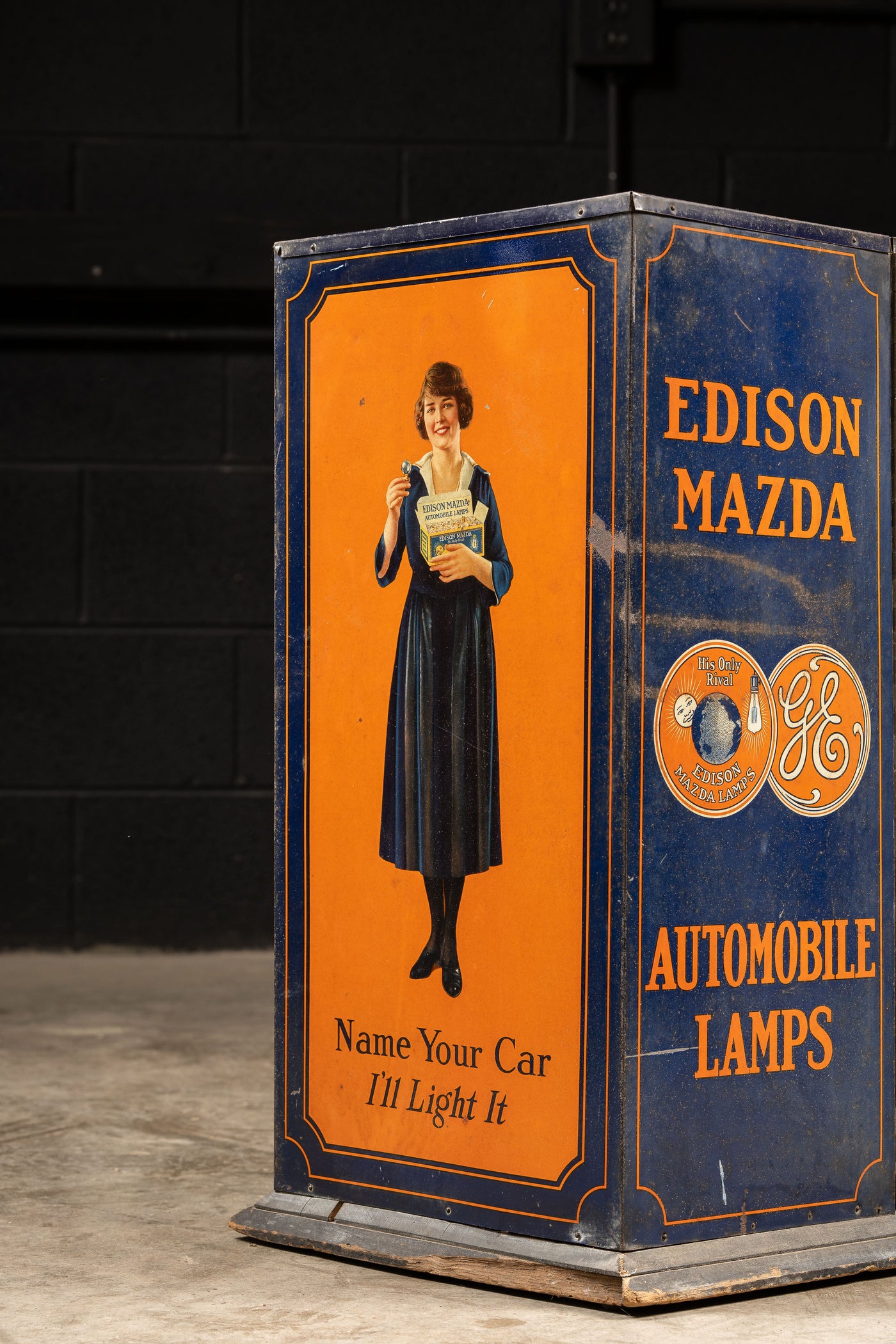 c. 1910s Tin Litho Automobile Lamp Mercantile Display