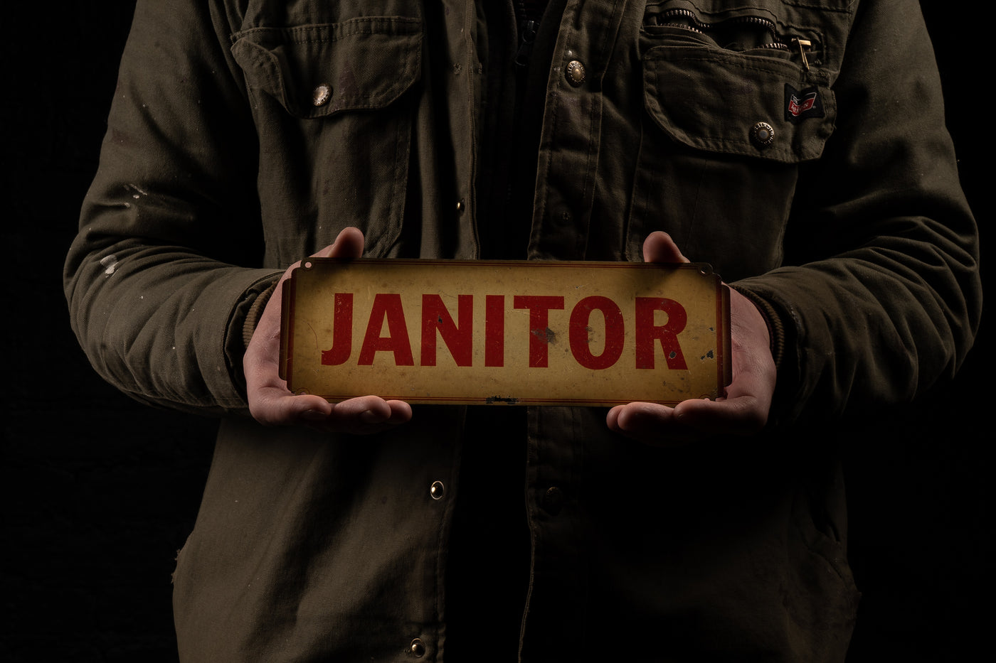 Janitoral Note Sign c. 1930s Art Deco Janitor Sign – Industrial Artifacts