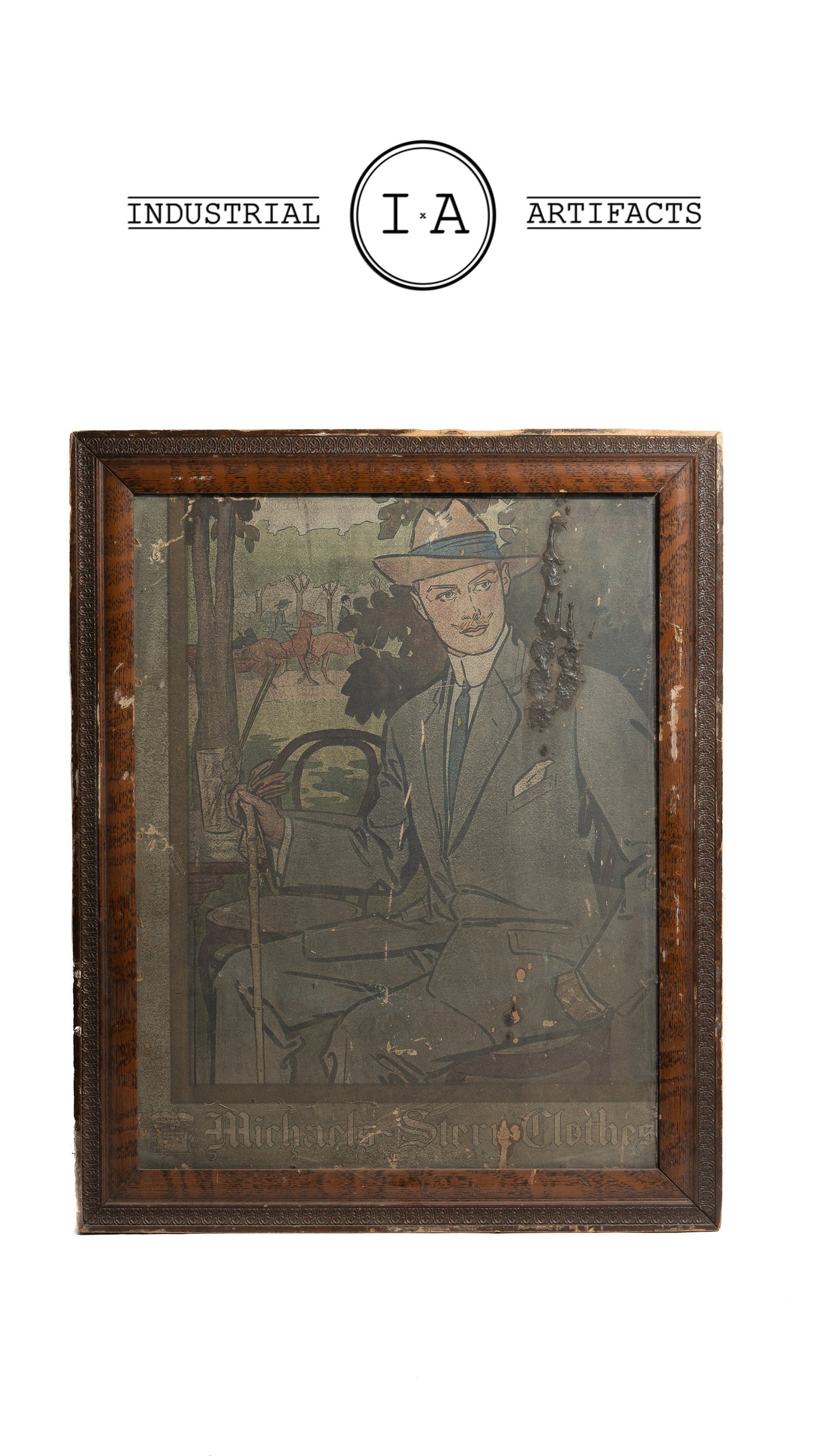 Late 19th Century Framed Cardboard Lithographic Menswear Sign