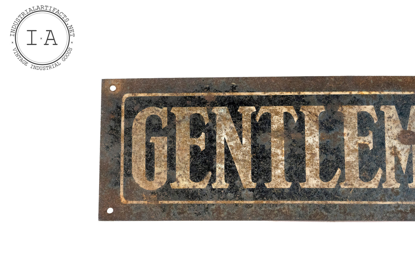 Antique Oxidized Tin Gentlemen Restroom Sign