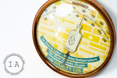 Antique Gilbey's Gin Decorative Brass Thermometer