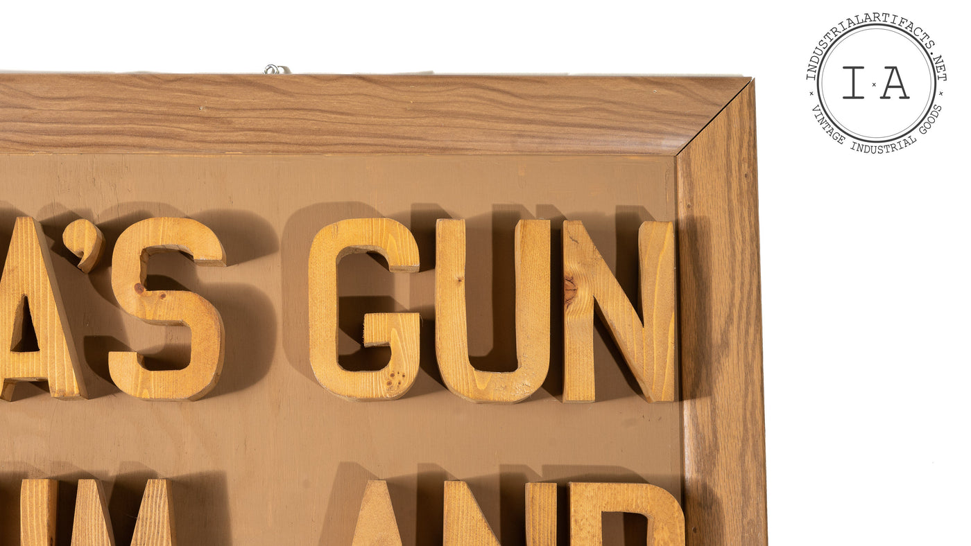 Vintage Handmade Gun And Billiards Room Sign