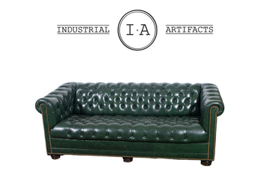 Vintage Leather Chesterfield in Oxford Green