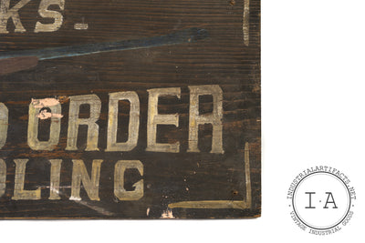 Turn Of The Century Hand Painted Gunsmithing Wooden Sign