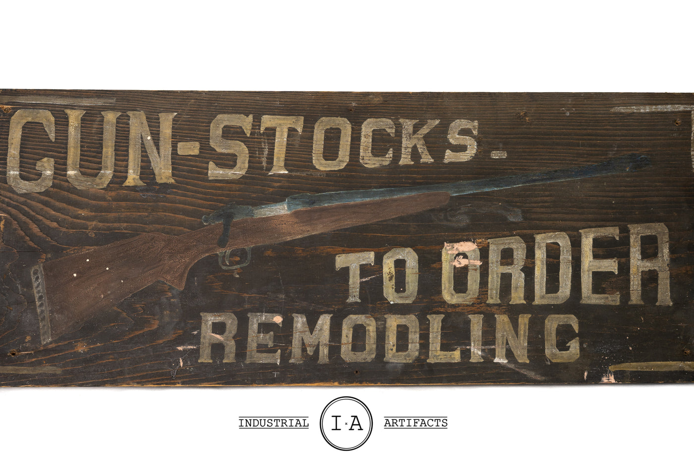 Turn Of The Century Hand Painted Gunsmithing Wooden Sign