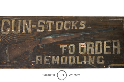 Turn Of The Century Hand Painted Gunsmithing Wooden Sign