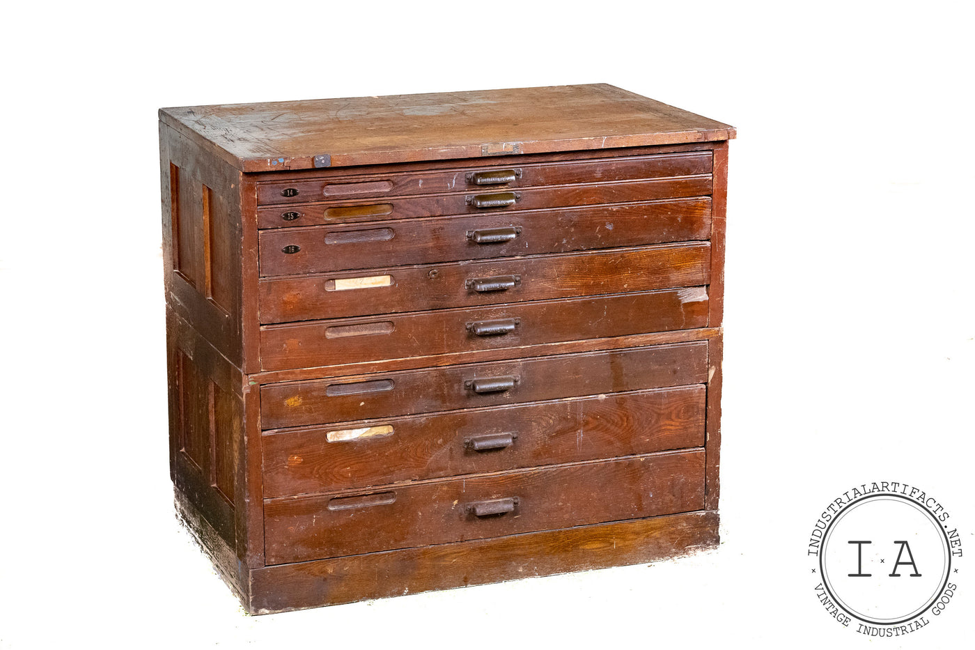 C. Early 1900s Hamilton Flat File Typeface Printers Cabinet