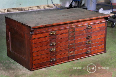 C. 1910 Wooden Flat File by Hamilton Mfg. Co.