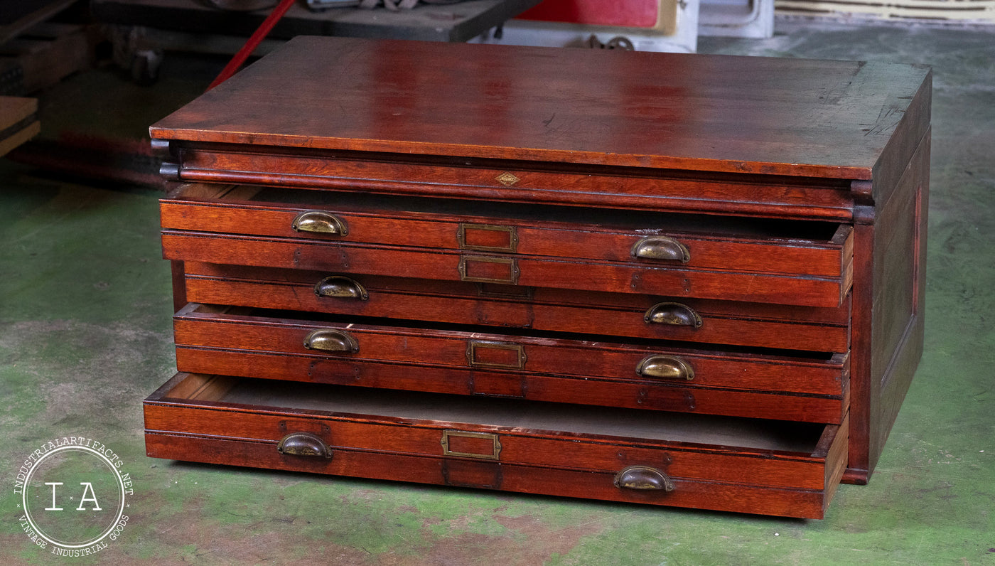 C. 1910 Wooden Flat File by Hamilton Mfg. Co.