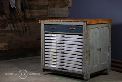 Antique Hamilton Flat File Printers Cabinet