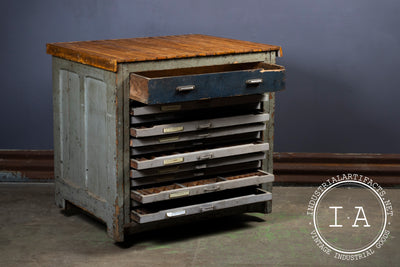 Antique Hamilton Flat File Printers Cabinet
