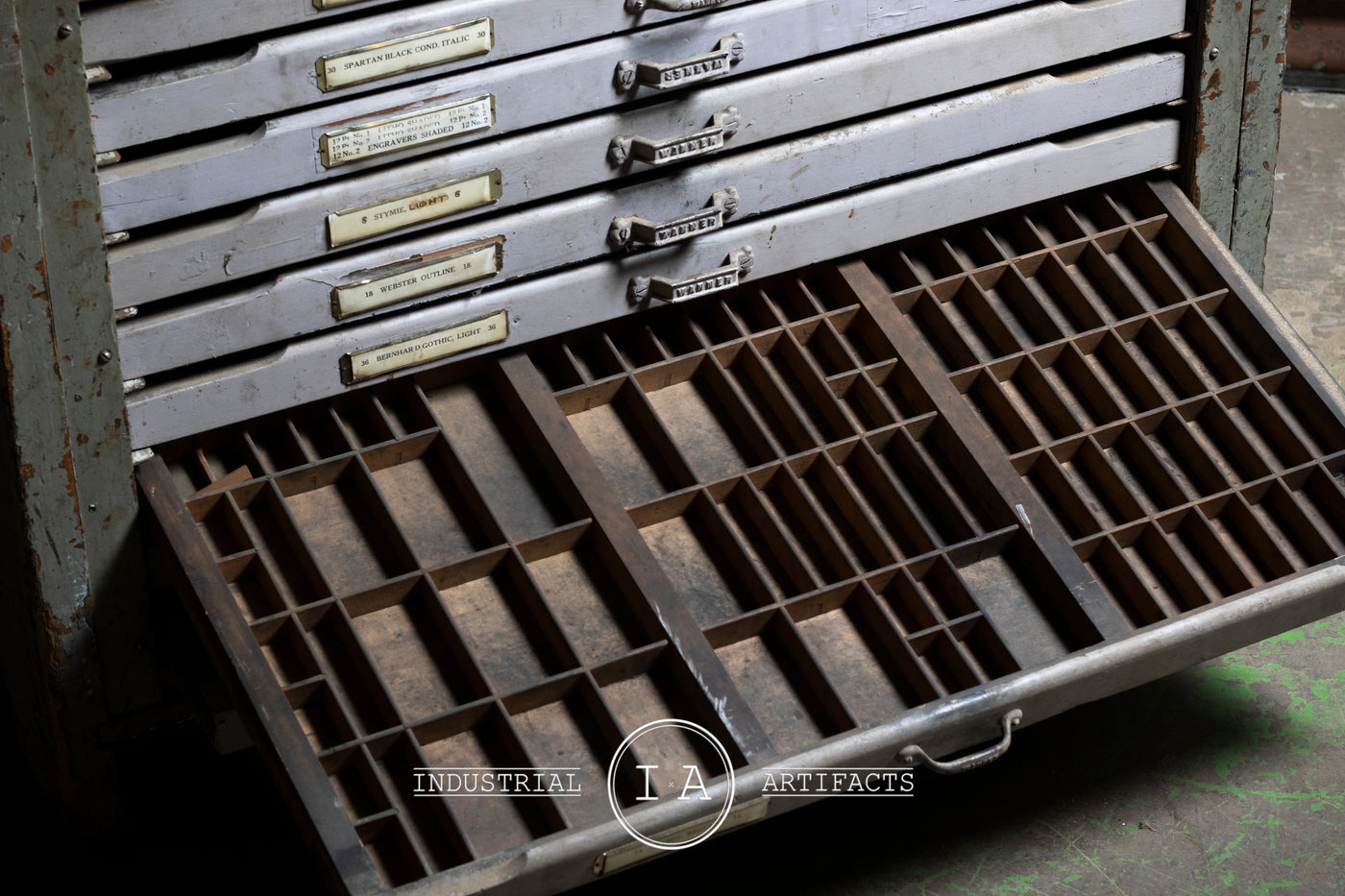 Antique Hamilton Flat File Printers Cabinet