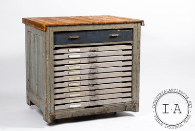 Antique Hamilton Flat File Printers Cabinet