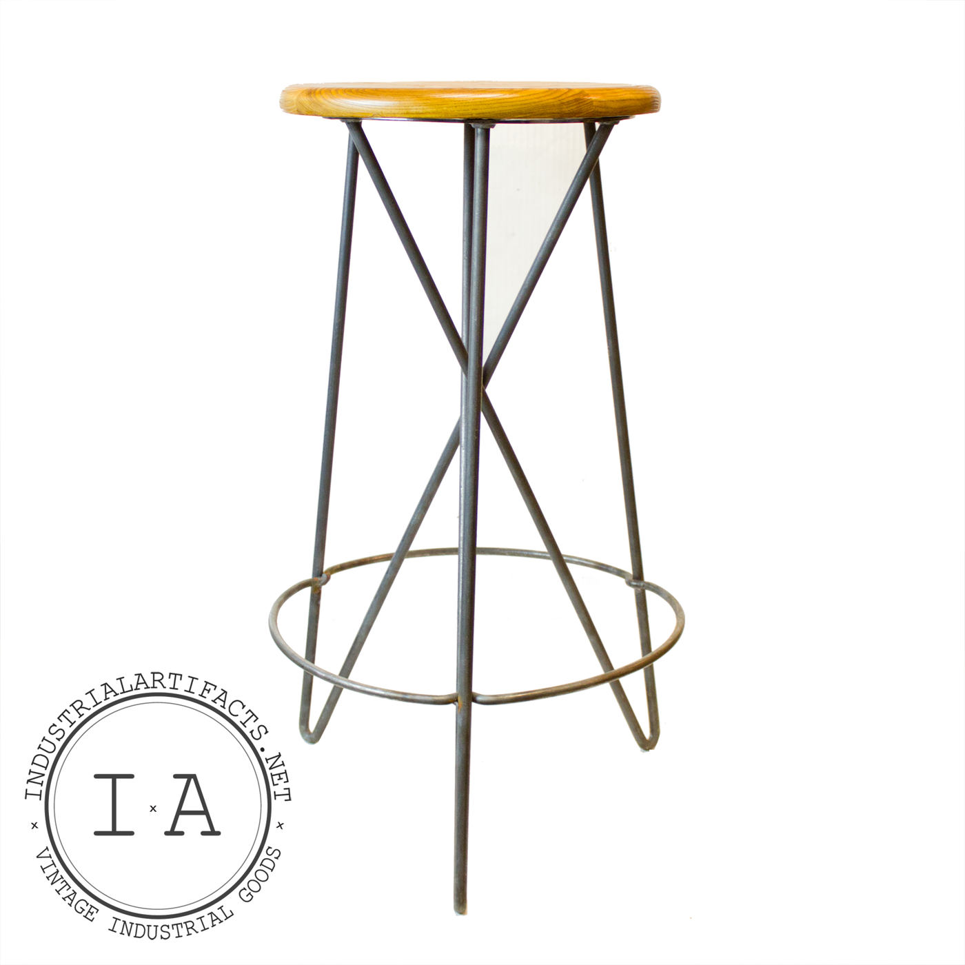 Vintage Industrial Modern Minimal Hairpin Leg Bar Shop Stool Chair Handmade