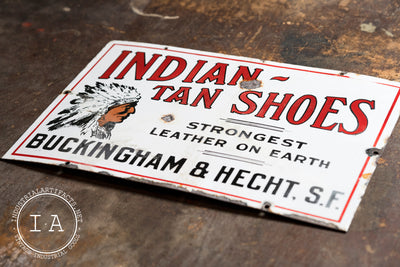 Antique Industrial Indian Tan Shoes Porcelain Enamel Sign
